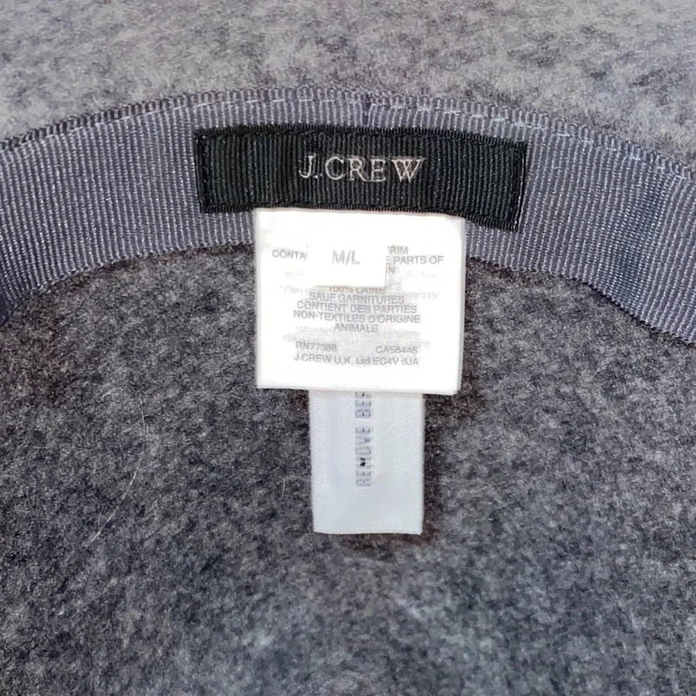 J. Crew Gray Felt Fedora Hat 100% Wool with a Black Band Size M/L